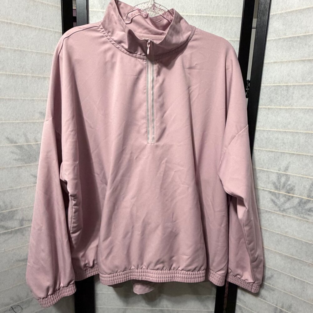 MTA Sport Quarter Zip Windbreaker Jacket 2X Mauve Pink Athleisure Preowned‎